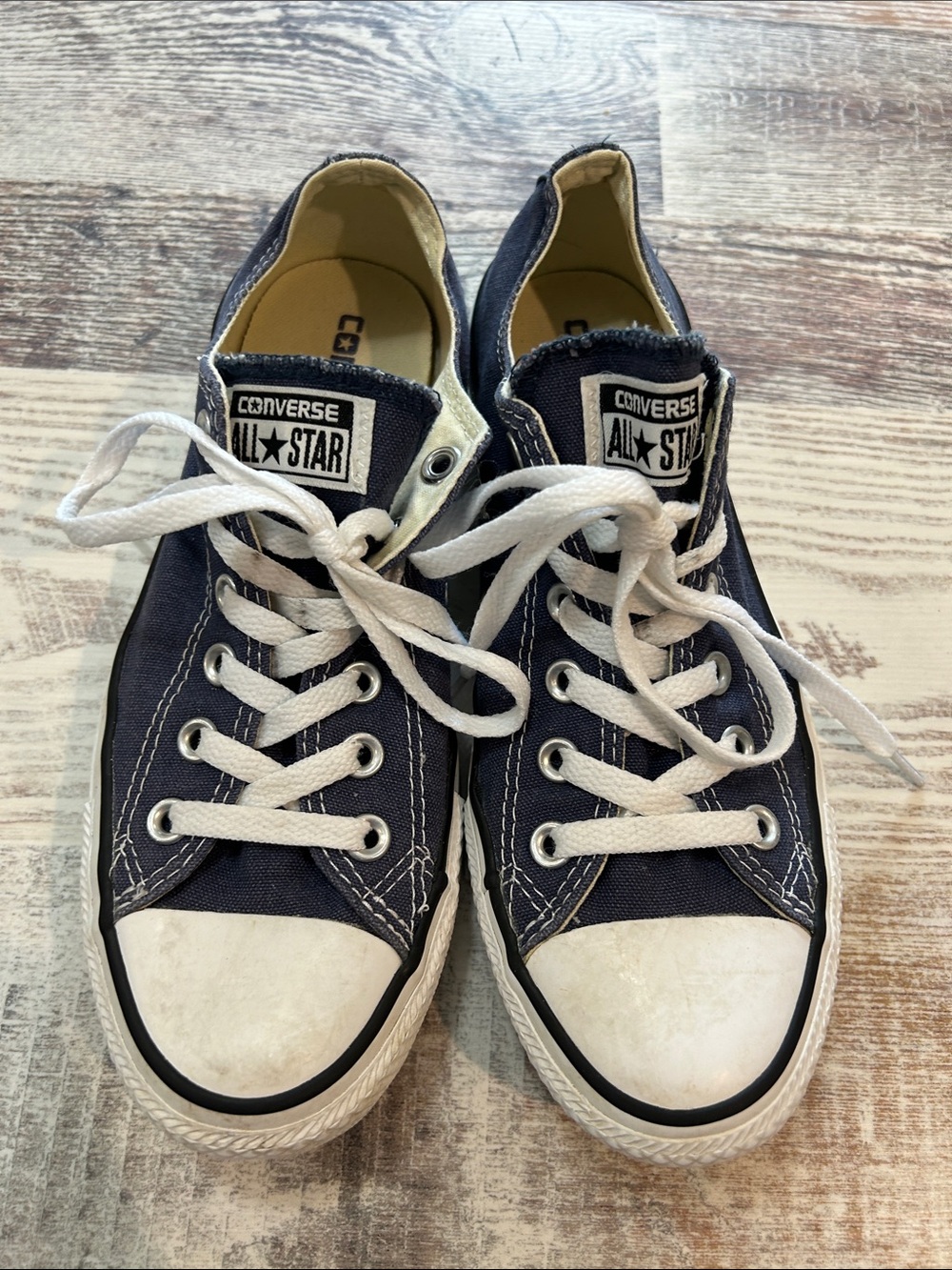 Converse Navy Canvas Low Top Sneakers with White Laces